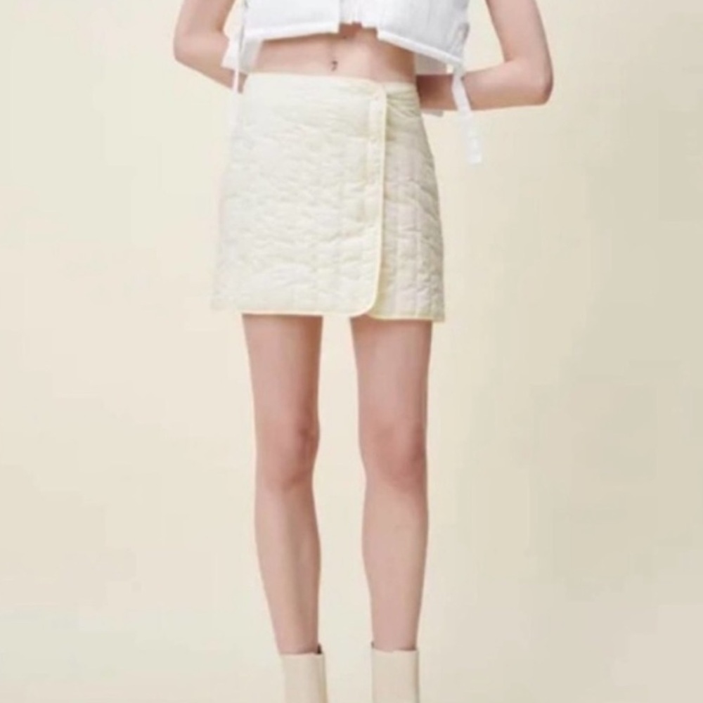 Zara Ivory Quilted Puffer Nylon Mini Skirt size XS - Picture 1 of 5